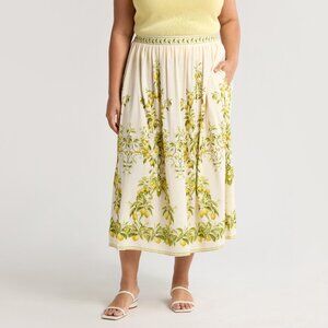 MAX STUDIO | Floral Border Print Midi Skirt w/ Pockets! | NWT